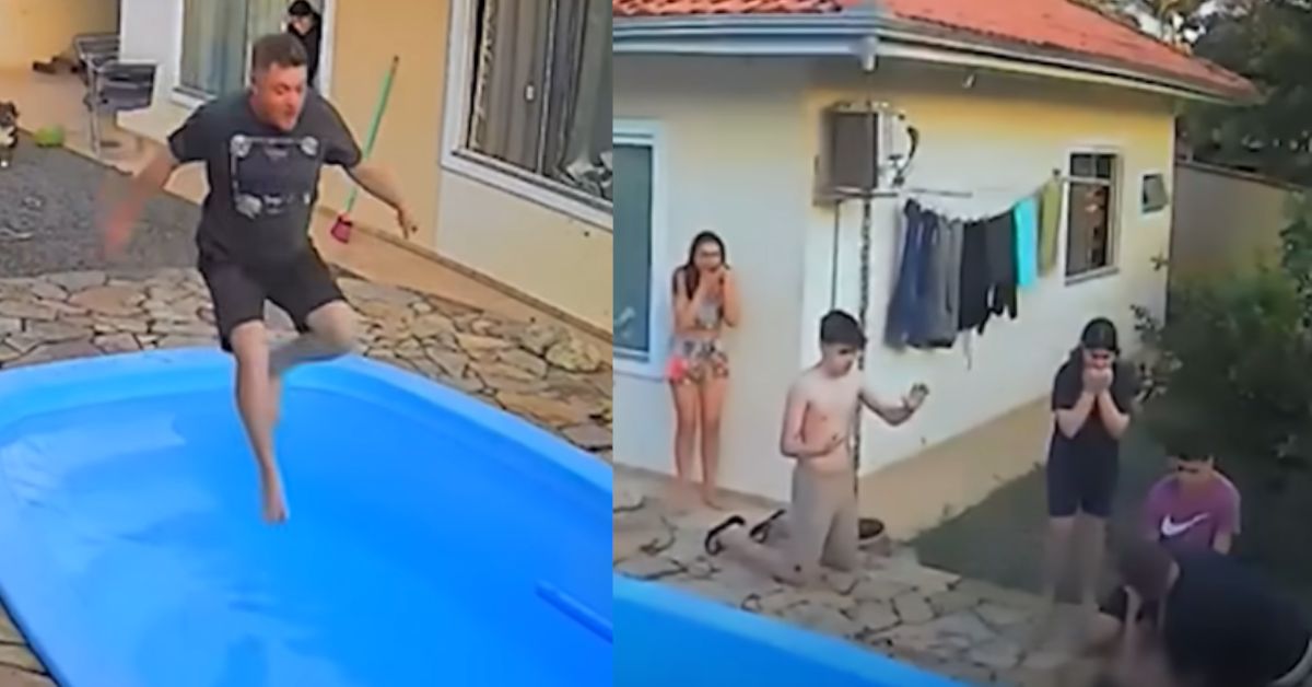 Vídeo flagra desespero do pai ao ver filho se inconsciente no fundo da piscina, mas é outro detalhe que chama a atenção – Imagens viralizam 31 FN+