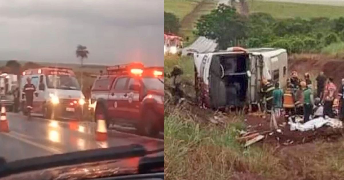 Ônibus capota com dezenas de fiéis na SP-253 a caminho de evento religioso e número de vítimas fatais sobe para 12 31 FN+