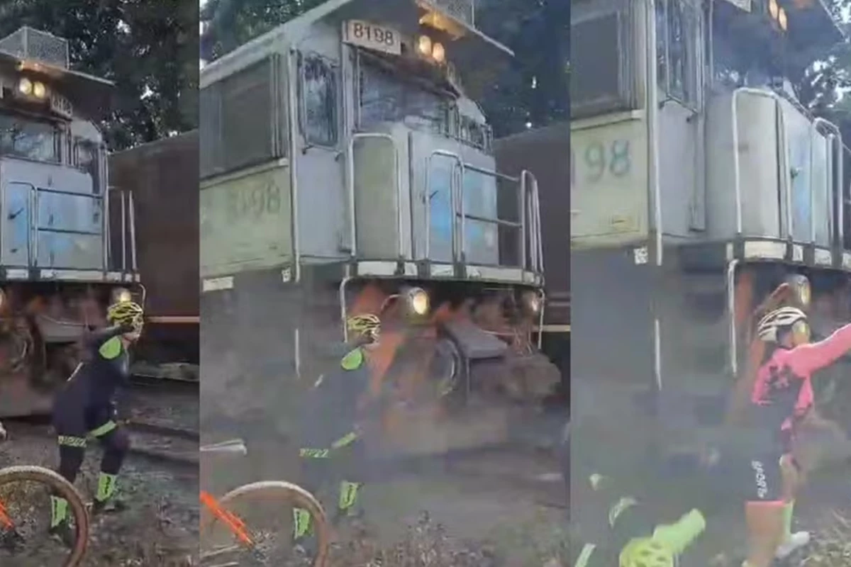 ciclista é atingida por trem enquanto tentava tirar uma selfie em MG 34 1News Brasil