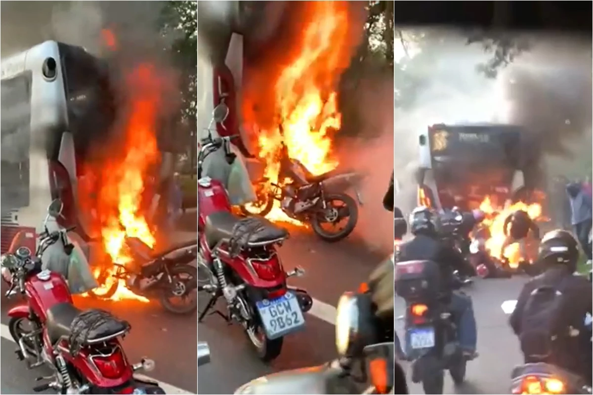 Vídeo: moto bate na traseira de ônibus em São Paulo, ambos pegam fogo e cenário é desesperador 31 1News Brasil