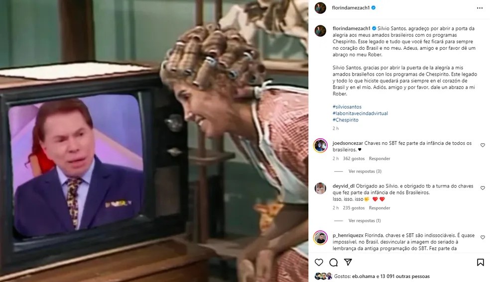 Florinda Meza, a Dona Florinda de "Chaves", Faz Homenagem Emocionante a Silvio Santos 35 Dona Florinda faz homenagem a Silvio Santos — Foto: Reprodução