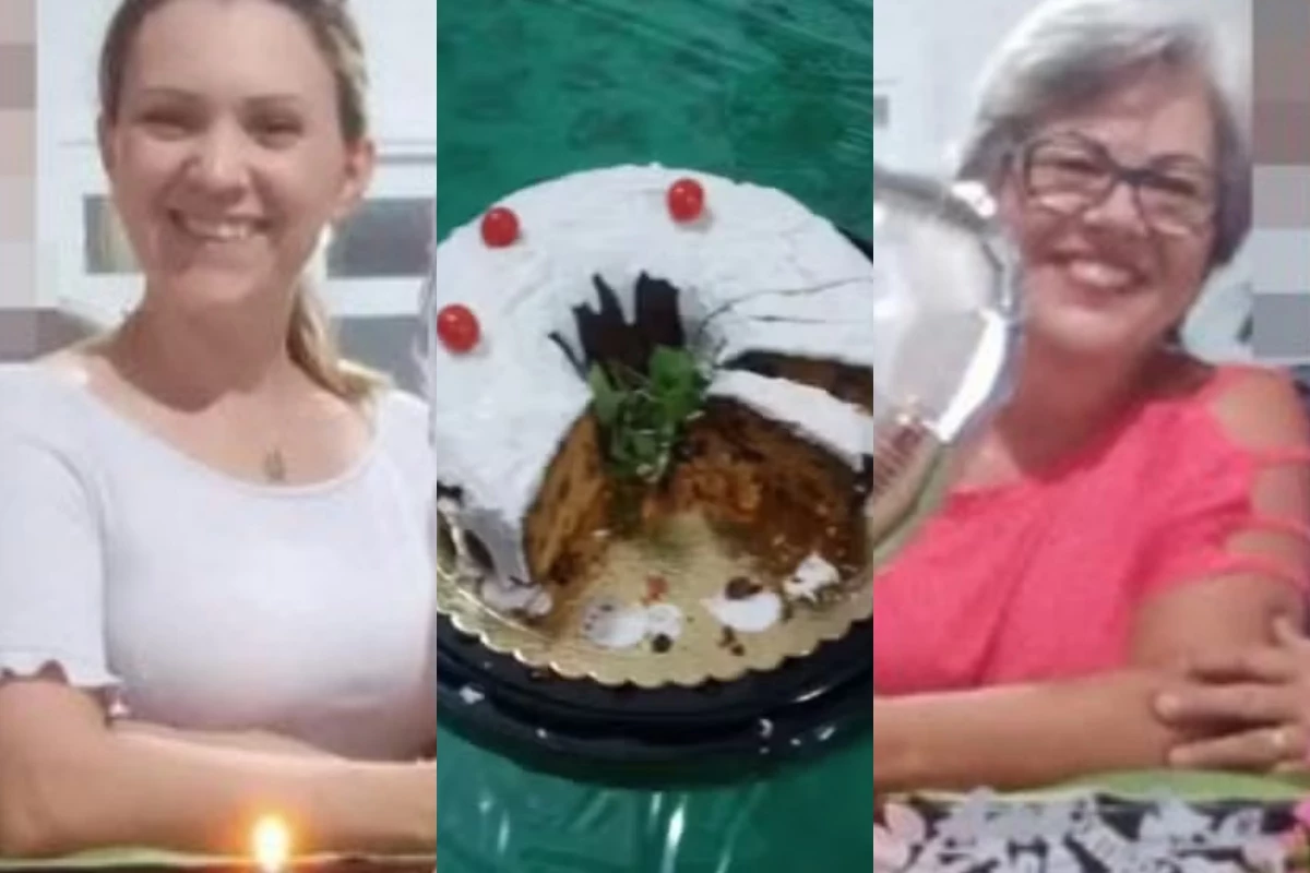 Suspeita aparece sorridente ao lado dos sogros com um bolo muito semelhante ao que teria envenenado e que matou a família 34 1News Brasil