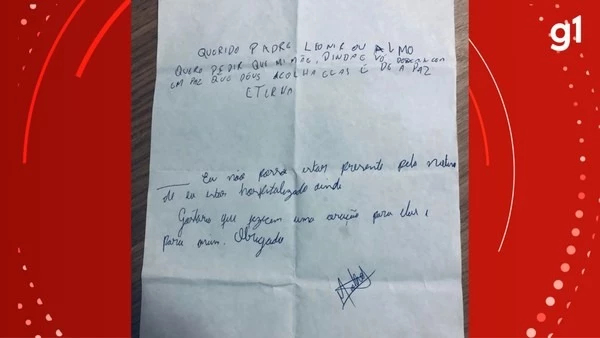 Internado menino que comeu bolo escreve carta e fala da