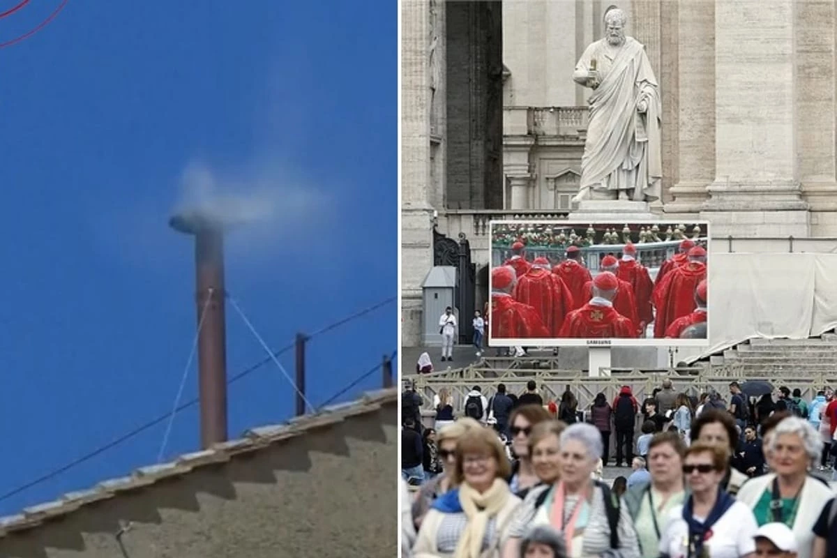 Fumaça branca, que anuncia que um novo papa foi eleito, sai da chaminé da Capela Sistina e gera repercussão 34 1News Brasil