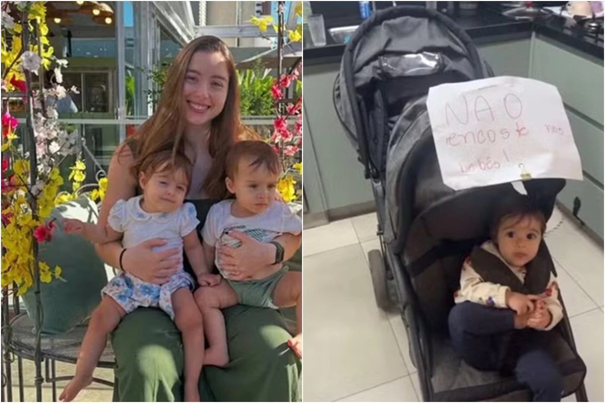Mãe de gêmeos viraliza ao colocar cartaz pedindo que desconhecidos não toquem nos bebês 30 1News Brasil
