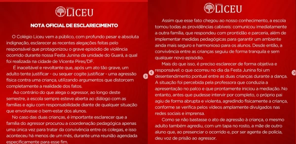 Colegio toma atitude com pai de aluno que agrediu garoto