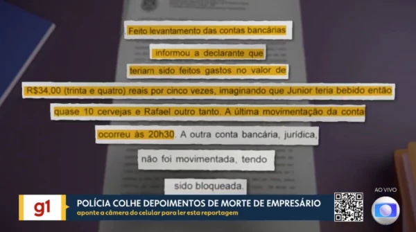 Policia ja tem conhecimento sobre movimentacao na conta de empresario