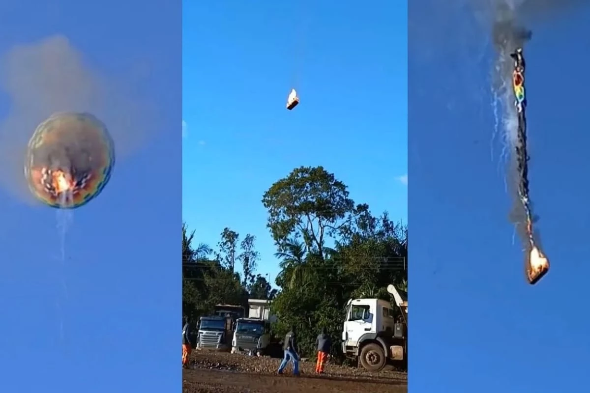 Vídeo mostra o momento em que balão com 22 pessoas pega fogo e cai em SC; governador se manifesta sobre óbitos 31 1News Brasil