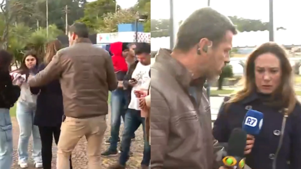 Reporter da Band empurra jornalista da Record e discutem.webp